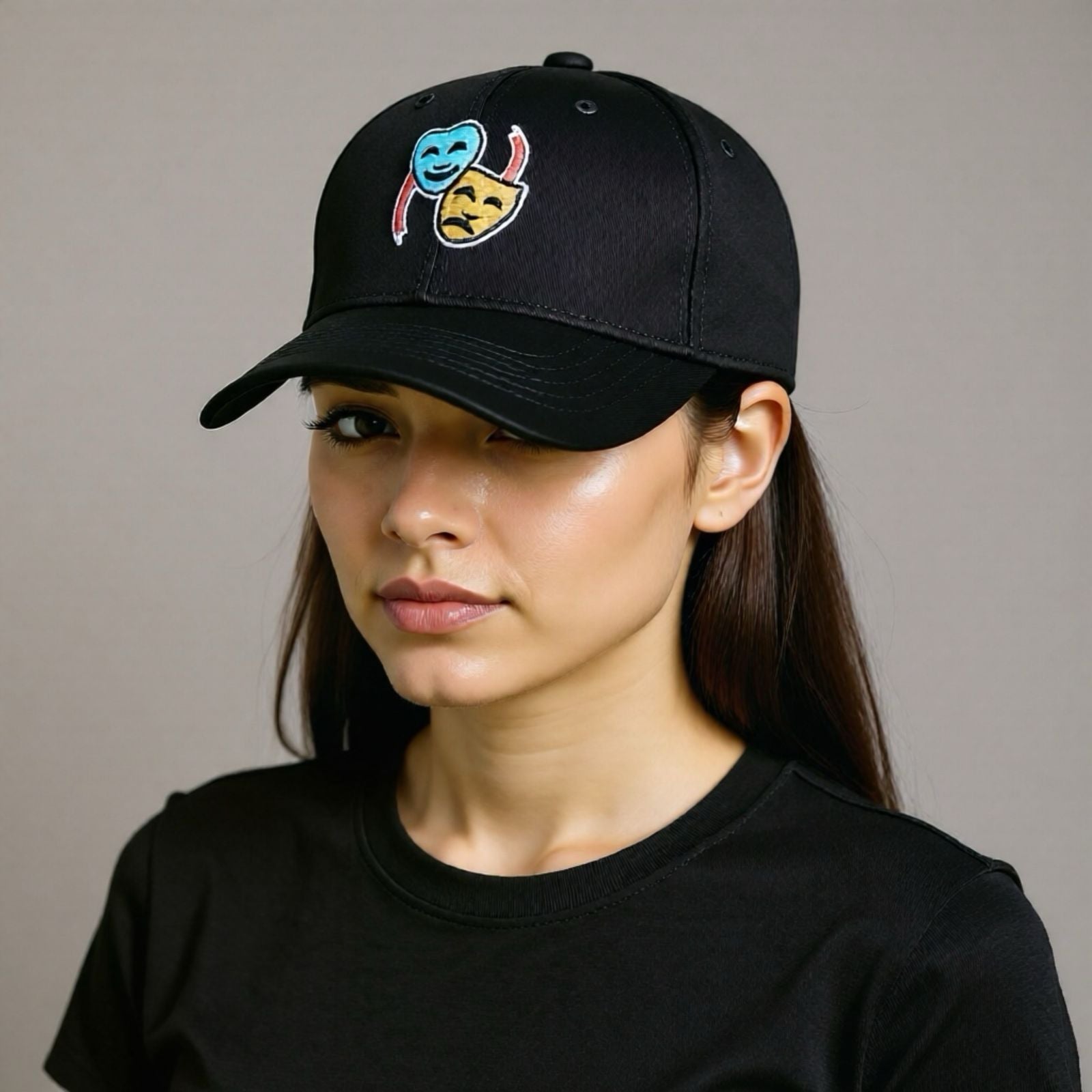 Tolou Drama Masks Black Cap