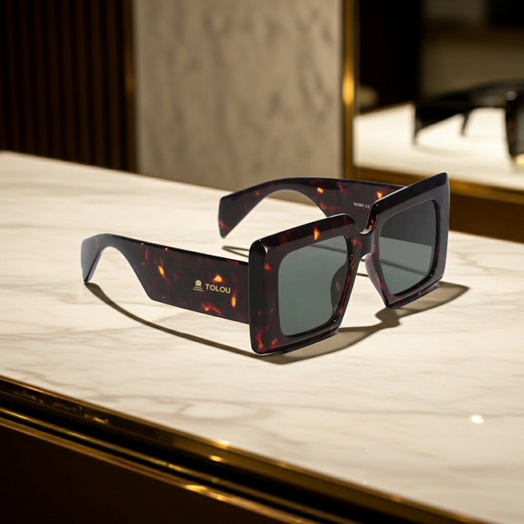 TOLOU Tortoiseshell Square Sunglasses