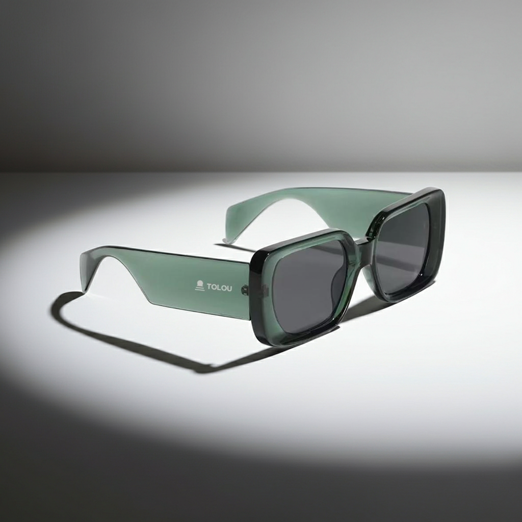TOLOU Emerald Frame Rectangular Sunglasses