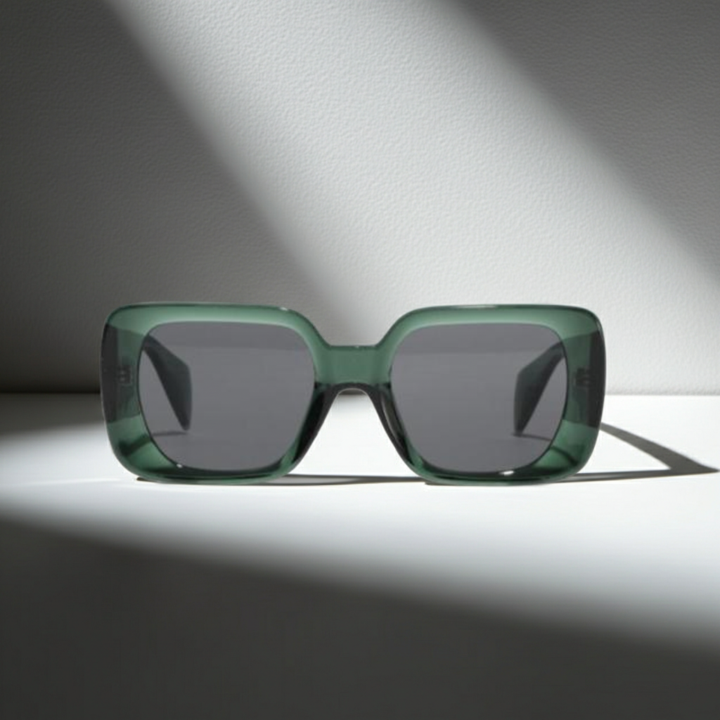 TOLOU Emerald Frame Rectangular Sunglasses