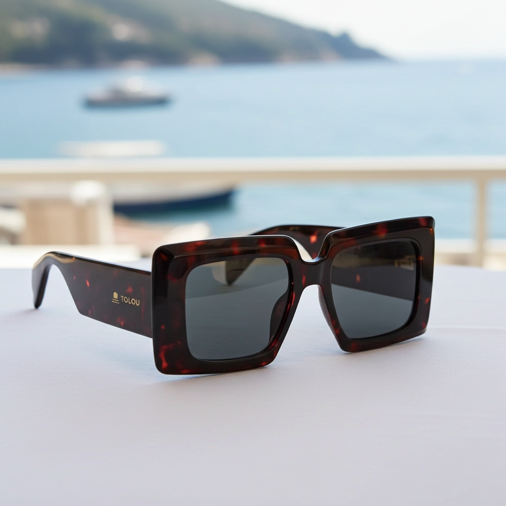 TOLOU Tortoiseshell Square Sunglasses