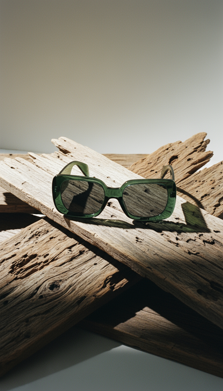TOLOU Emerald Frame Rectangular Sunglasses
