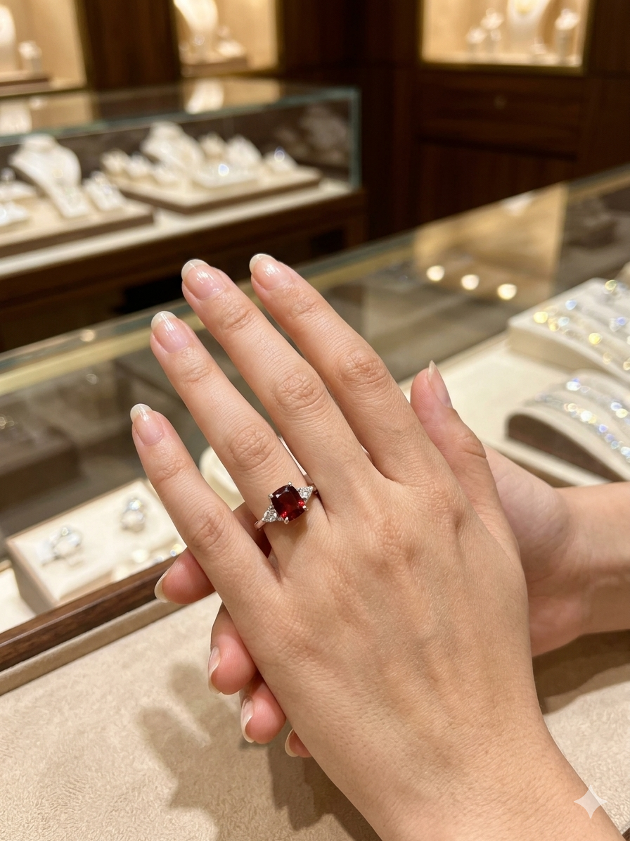 Garnet & Zircon Silver Ring