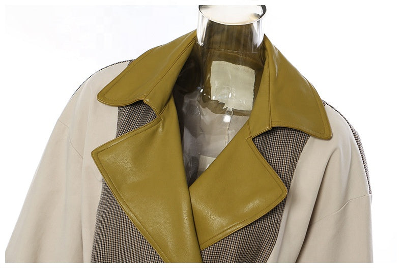 Elegant Contrast Panel Trench Coat
