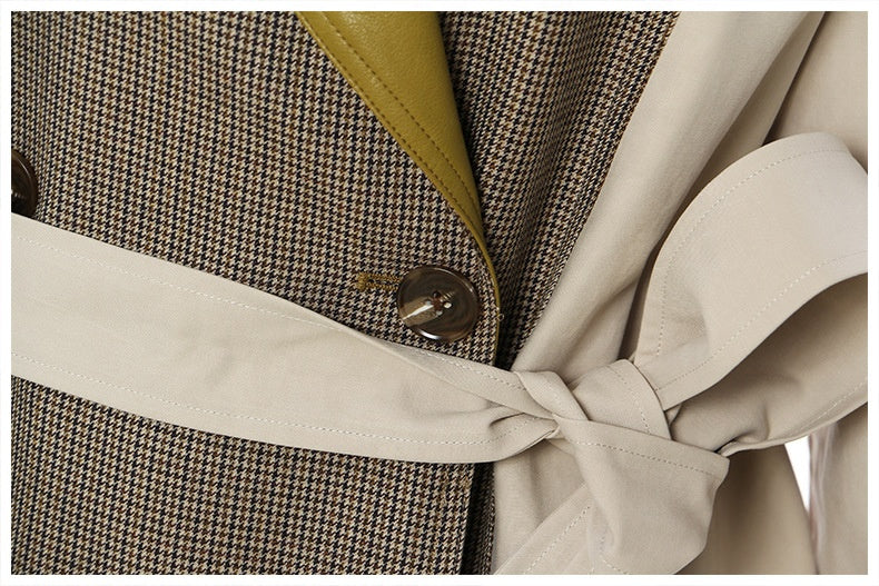 Elegant Contrast Panel Trench Coat