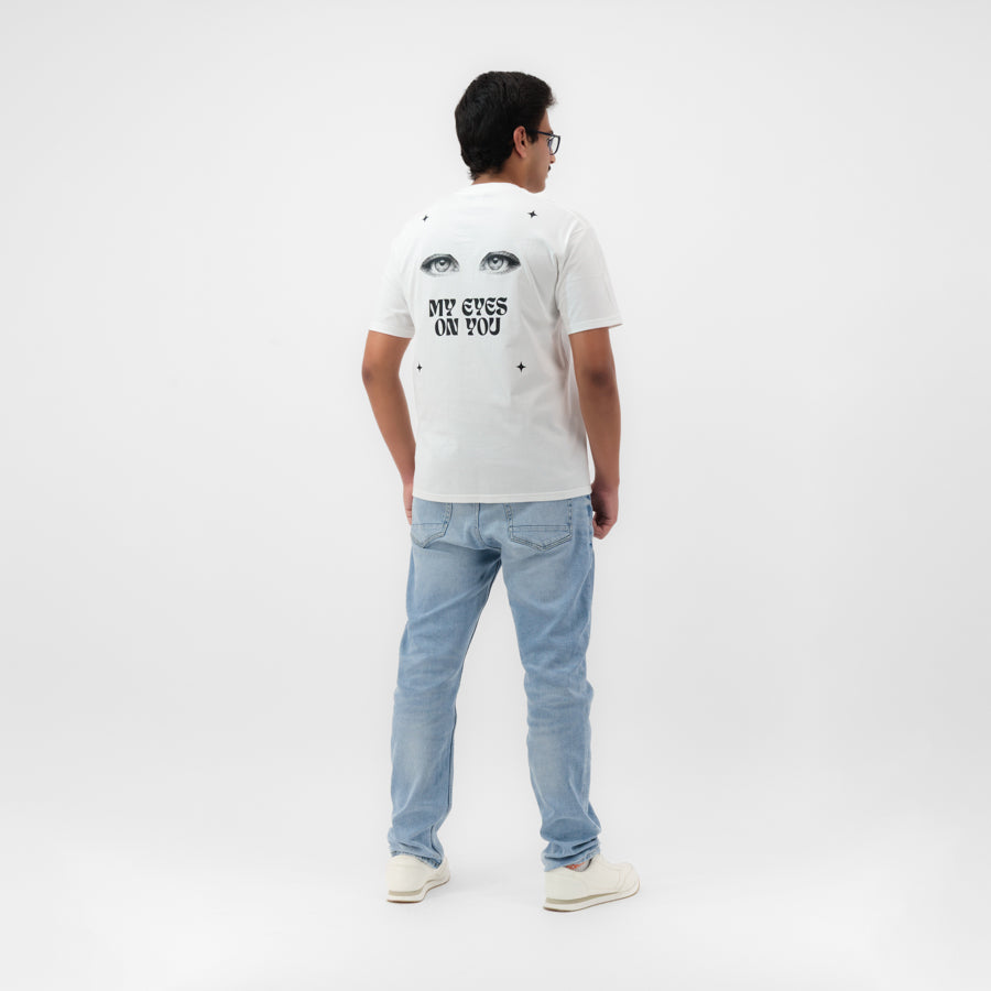 'My Eyes On You' Unisex Graphic White T-Shirt