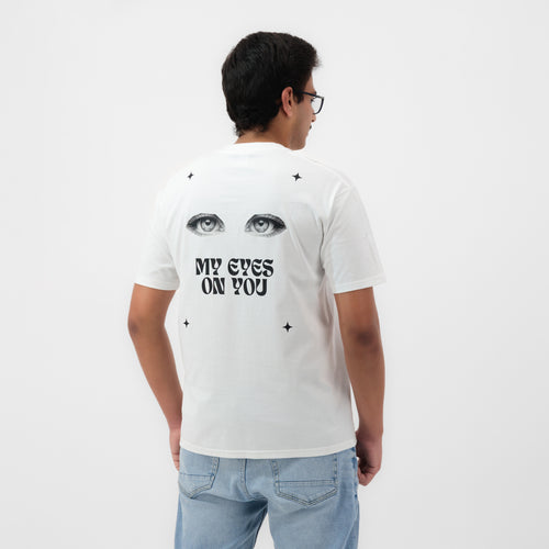 'My Eyes On You' Unisex Graphic White T-Shirt