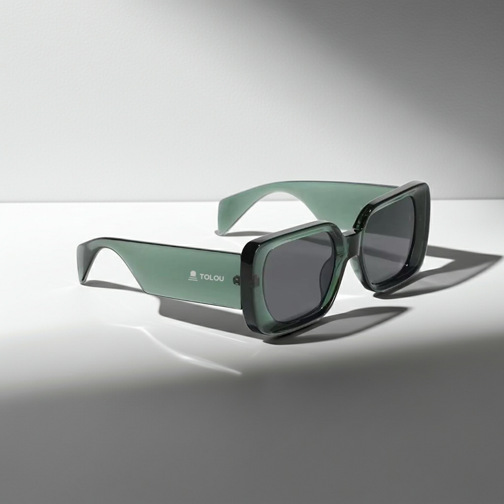 TOLOU Emerald Frame Rectangular Sunglasses