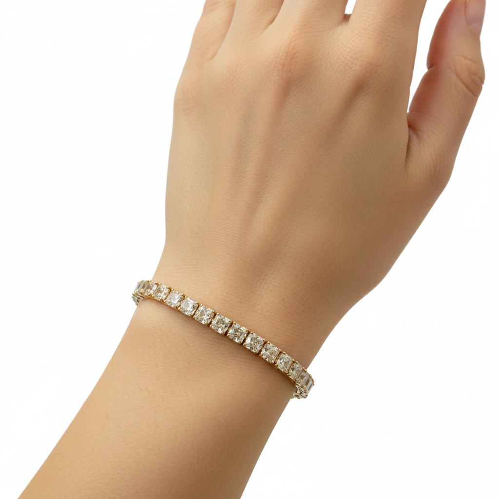 Round-Cut Swarovski Tennis Bracelet in Warm Yellow