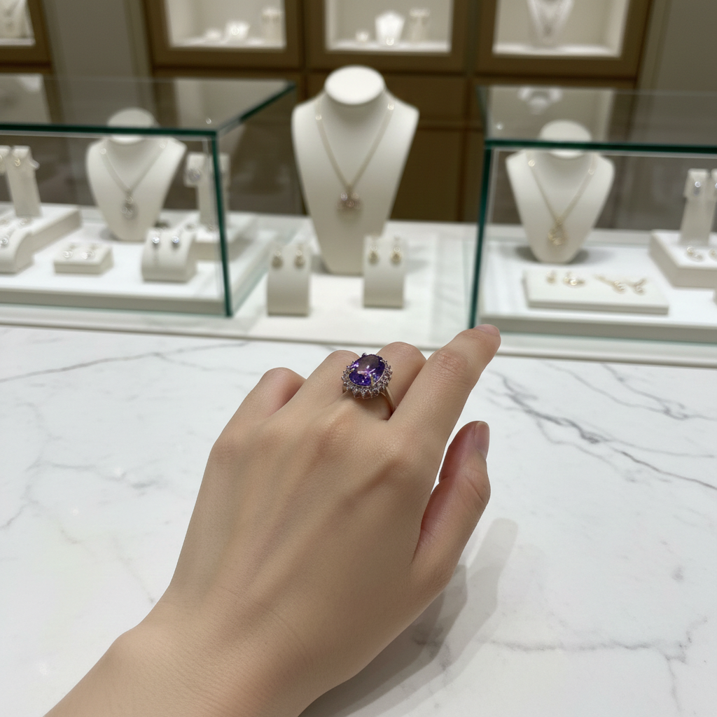 Amethyst & Zircon Silver Ring