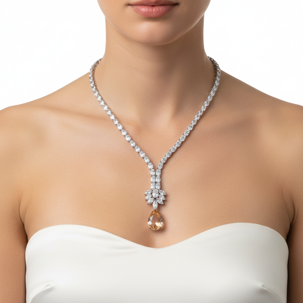Golden Dewdrop Crystal Necklace