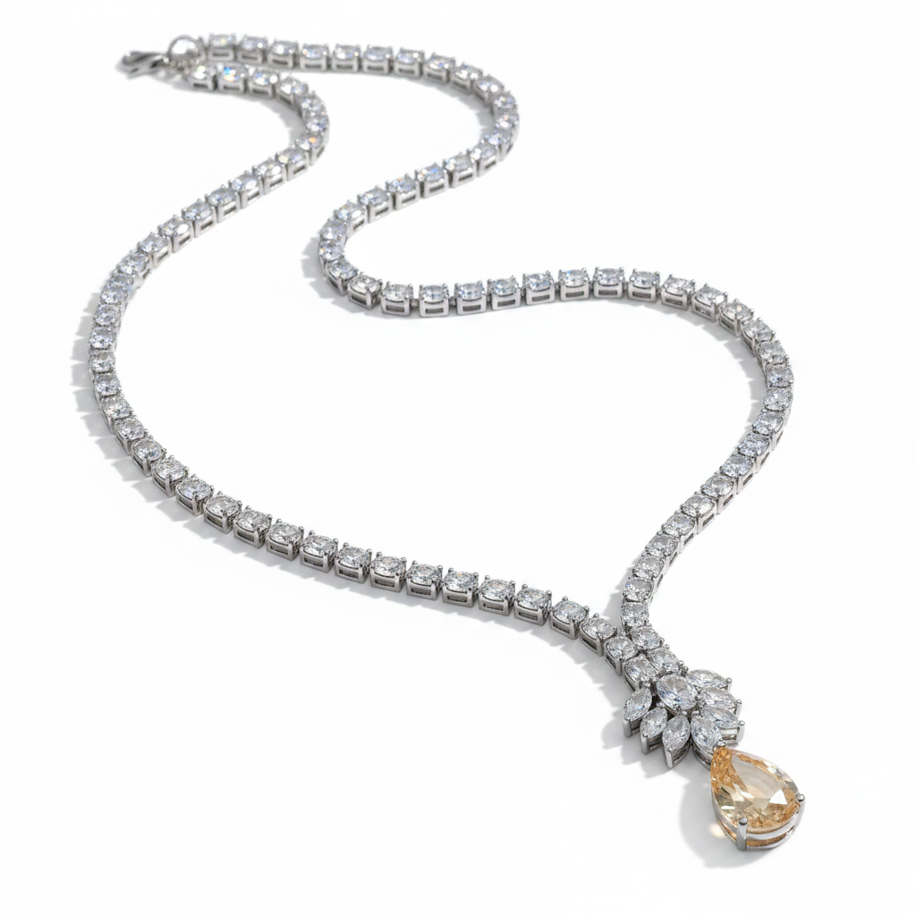 Golden Dewdrop Crystal Necklace