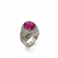 Elegant Ruby, Moissanite & Silver Statement Ring