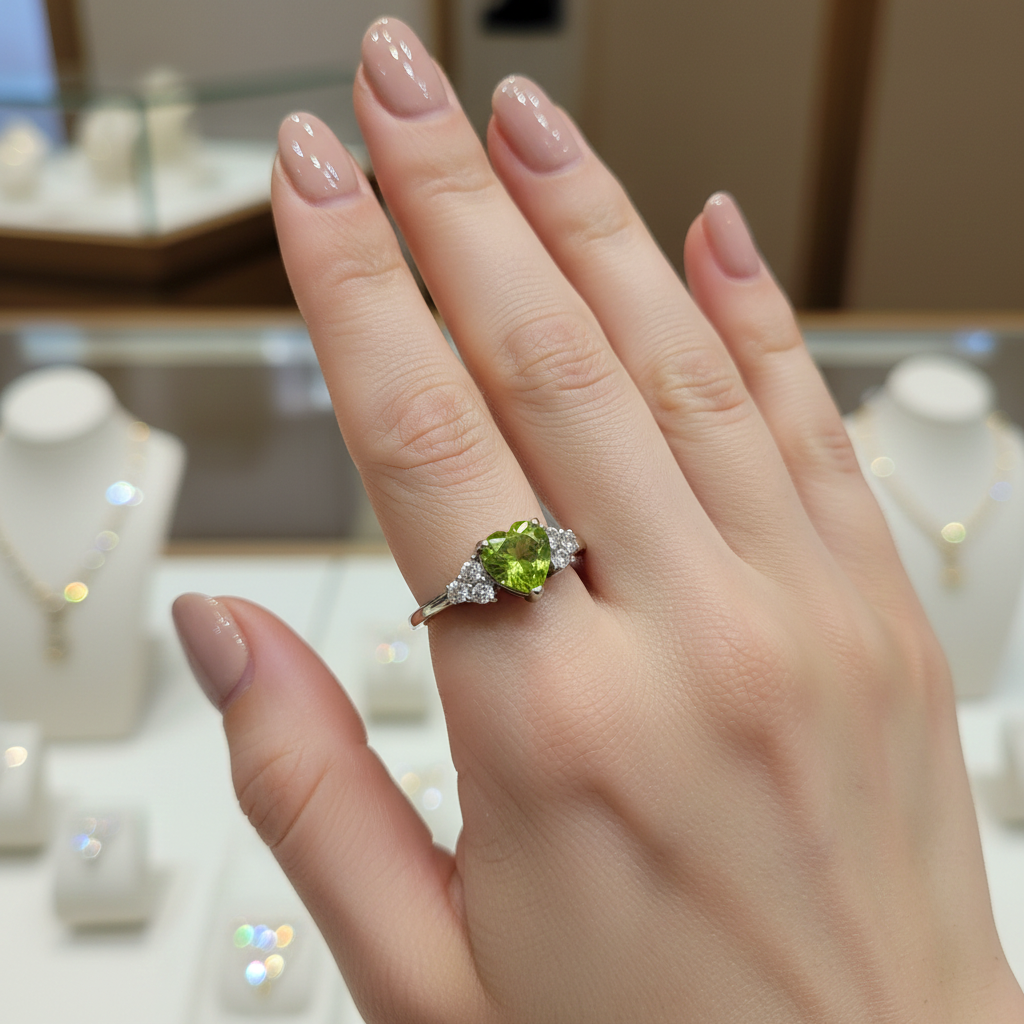 Peridot & Zircon Silver Ring – 2.27g