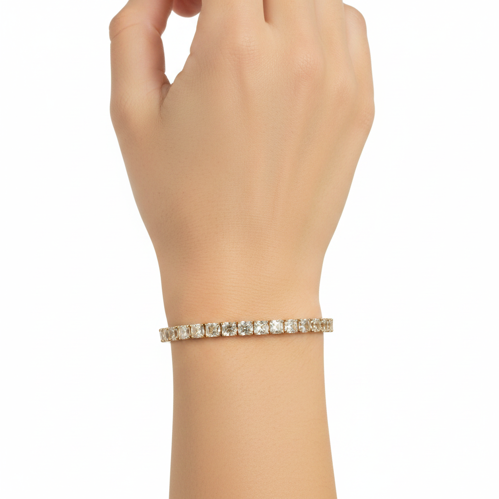 Round-Cut Swarovski Tennis Bracelet in Warm Yellow