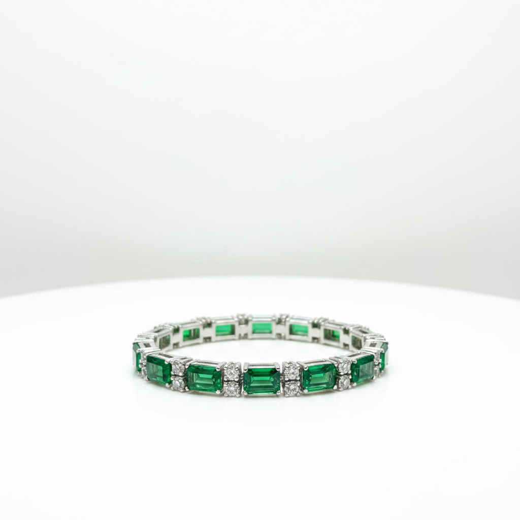 Emerald-Cut Crystal Tennis Bracelet
