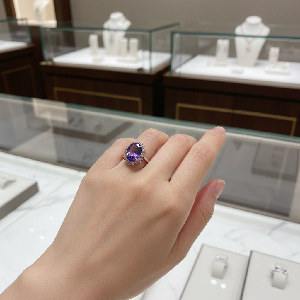 Amethyst & Zircon Silver Ring