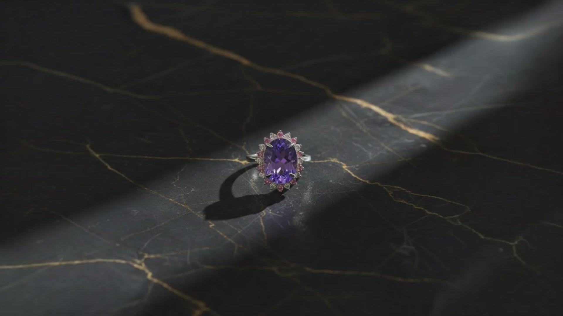 Amethyst & Zircon Silver Ring